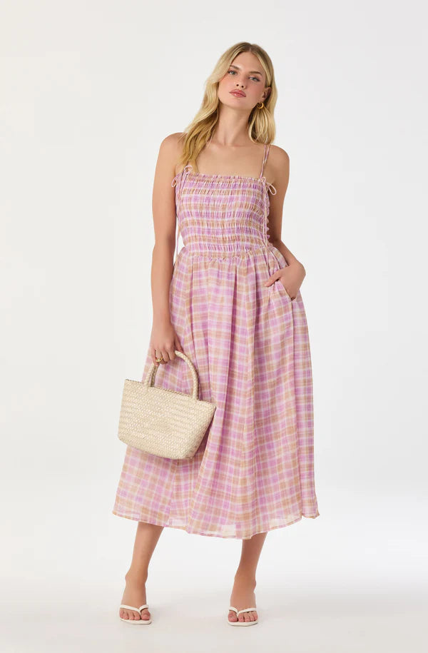 astr lehela dress in pink plaid