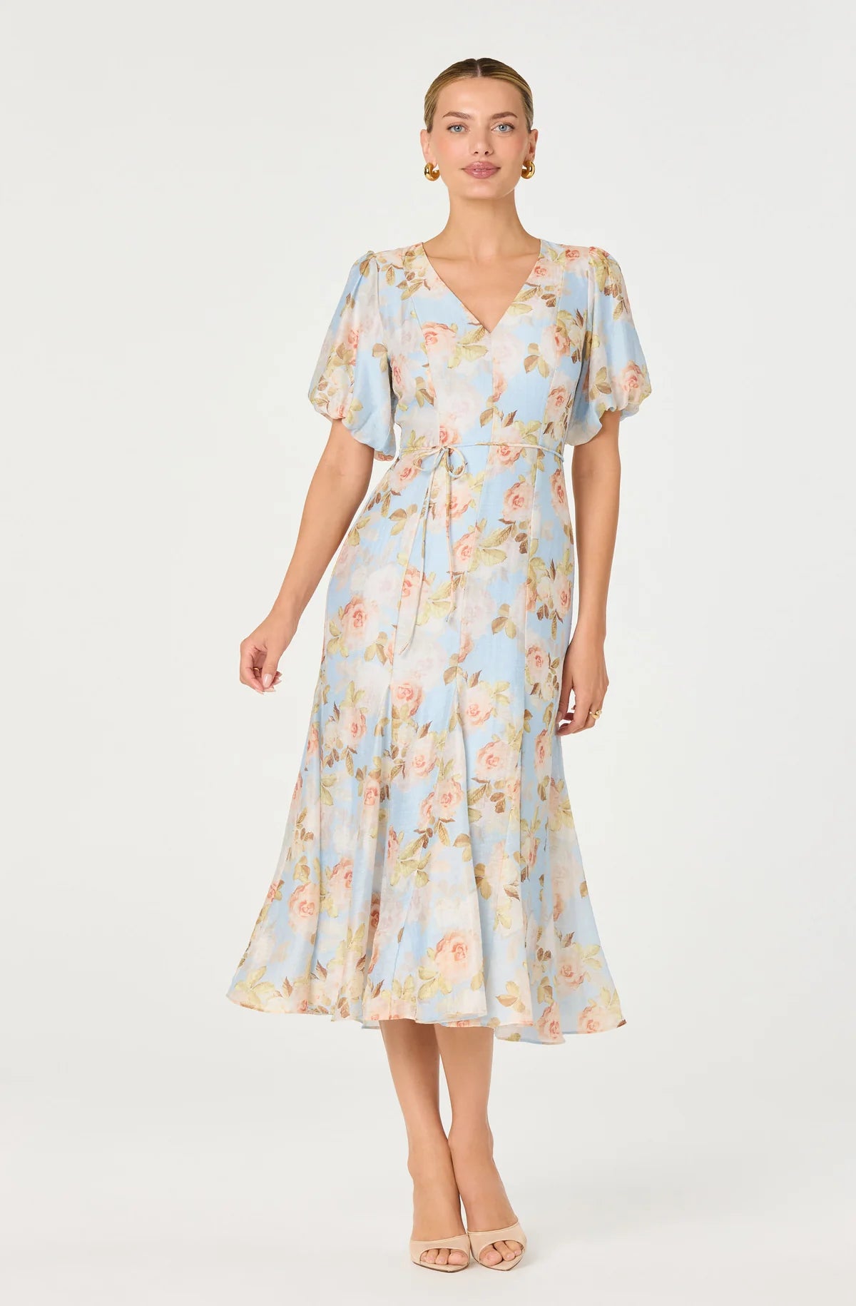 astr lavena dress in blue floral