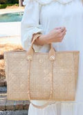 Caroline Hill Melissa Tote Bag in Natural Quilted