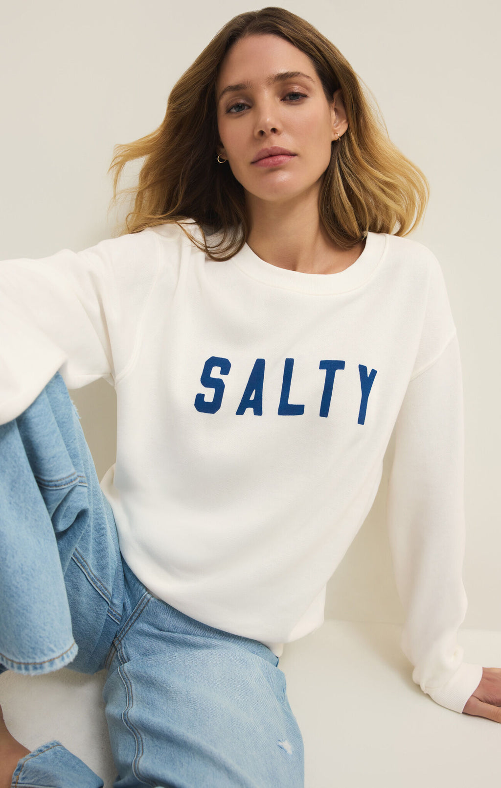 salty boyfriend sweatshirt in sea salt