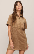 z supply leone suede mini dress in light sand